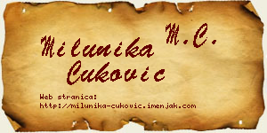 Milunika Ćuković vizit kartica